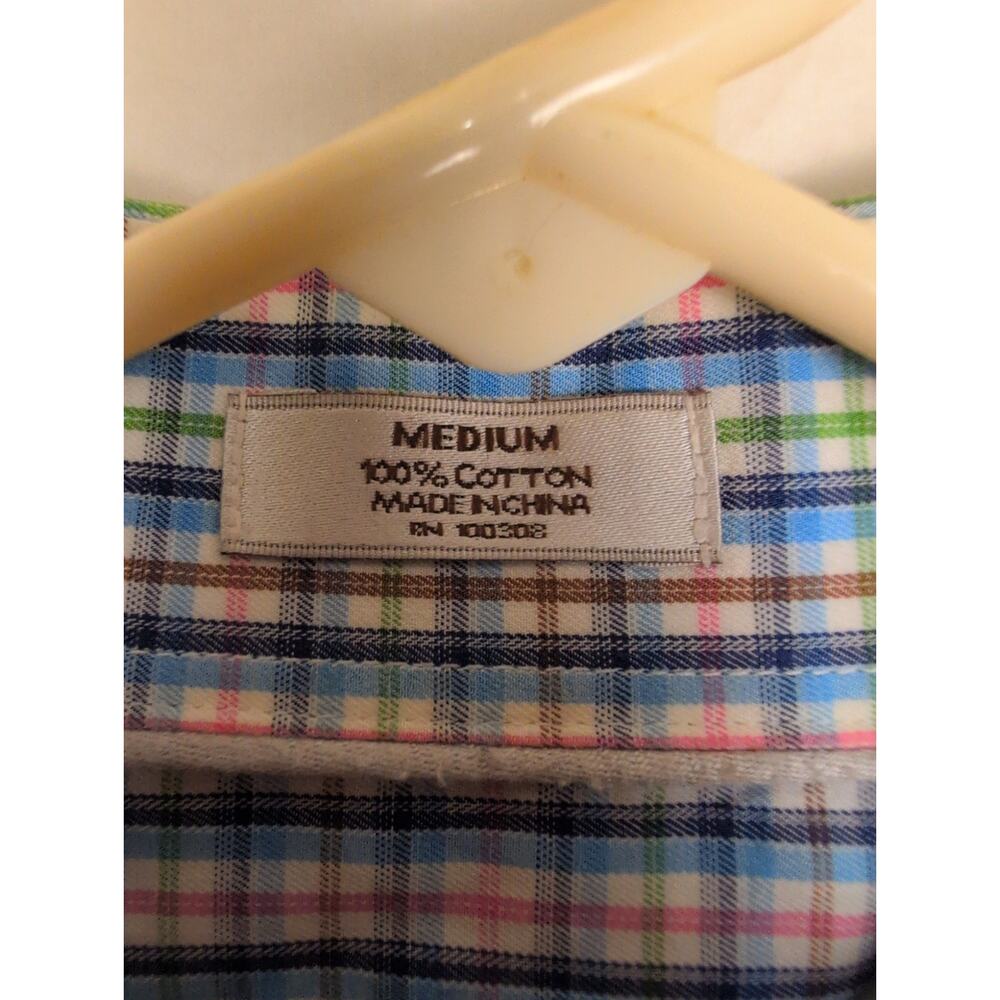 Peter Millar blue plaid long sleeve button up shirt Size Medium Preppy Classic - Picture 4 of 6
